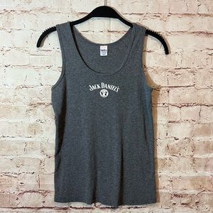 Womens gray racer back Jack Daniel’s tank top size large